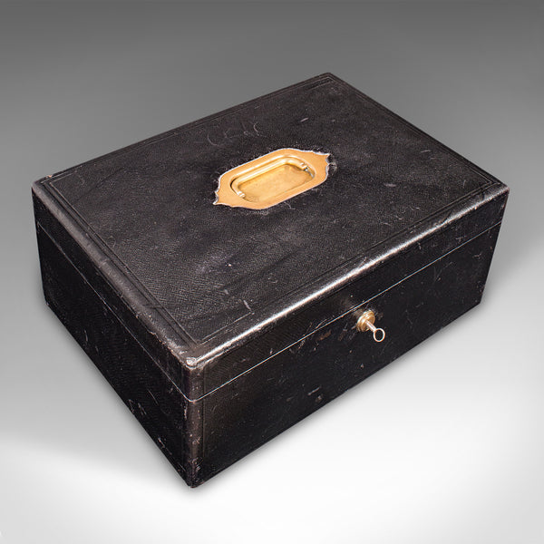 Antique Keep-Safe Box, English, Leather Bound, Jewellery Box, Edwardian, C.1910