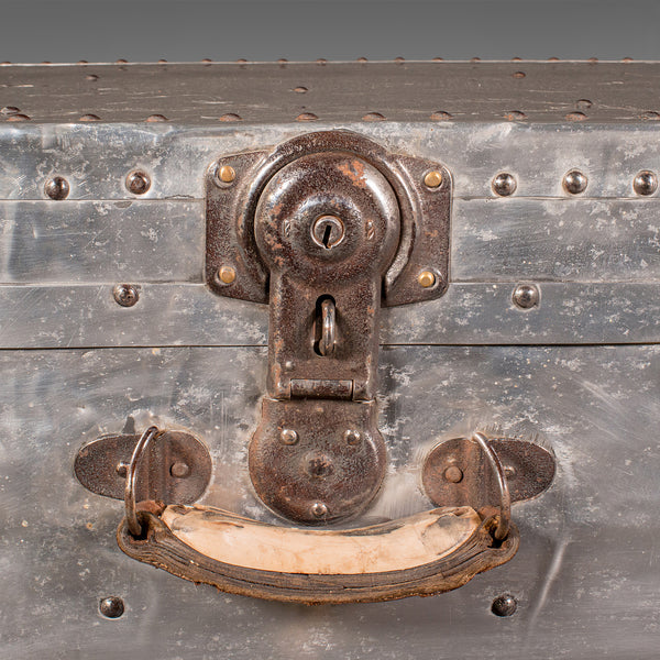 Large Antique Shipping Chest, Continental, Aluminium, Trunk, Edwardian, C.1910