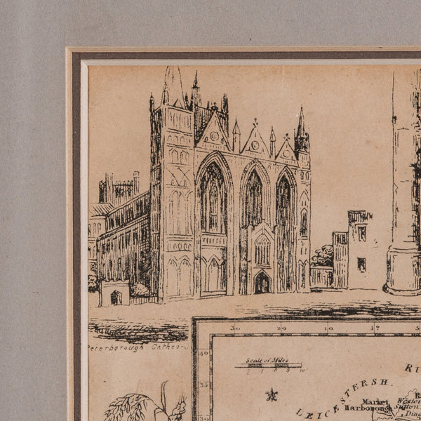 Small Antique County Map, Northamptonshire, English, Framed, Cartography, C.1850