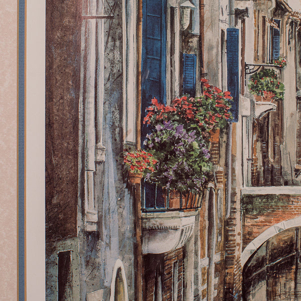 Large Contemporary Venice Print, Continental, Framed, Venetian Canal Scene, Art