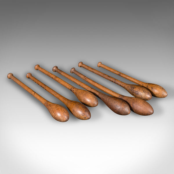 Set Of Antique Circus Juggler's Clubs, English, Beech, Juggling Tool, Circa 1920