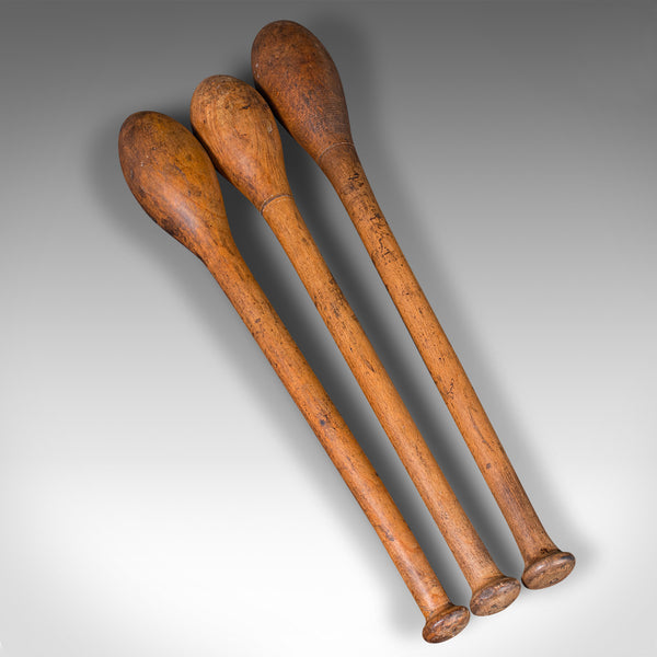 Set Of Antique Circus Juggler's Clubs, English, Beech, Juggling Tool, Circa 1920