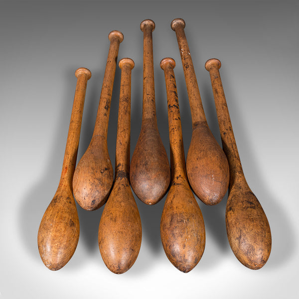 Set Of Antique Circus Juggler's Clubs, English, Beech, Juggling Tool, Circa 1920