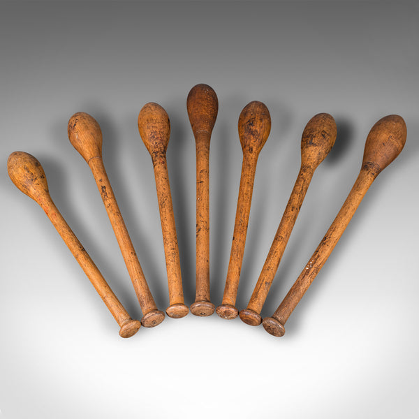 Set Of Antique Circus Juggler's Clubs, English, Beech, Juggling Tool, Circa 1920