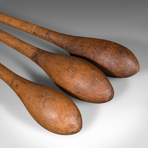 Set Of Antique Circus Juggler's Clubs, English, Beech, Juggling Tool, Circa 1920