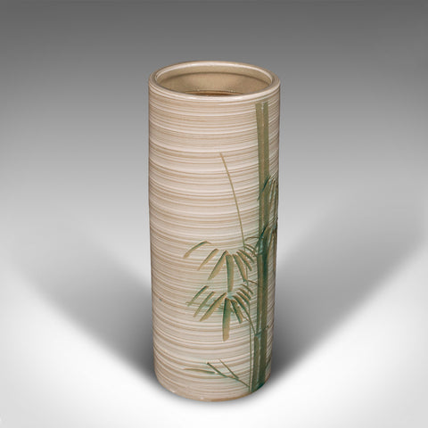 Vintage Decorative Vase, Japanese, Ceramic, Bamboo Motif, Flower Sleeve, C.1980