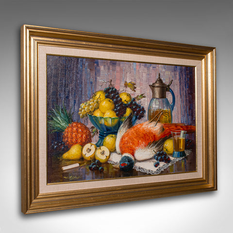 Large Vintage Still Life Painting, German, Framed Art, Oil On Canvas, Stilleben