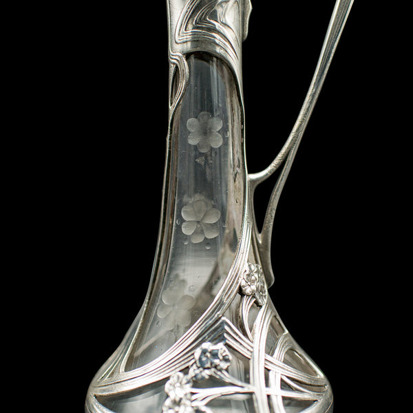 Antique Art Nouveau Decanter, German, Decorative, Spirit Ewer, Victorian, C.1900