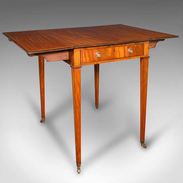 Small Antique Pembroke Table, English Satinwood, Occasional, Williamson, Regency