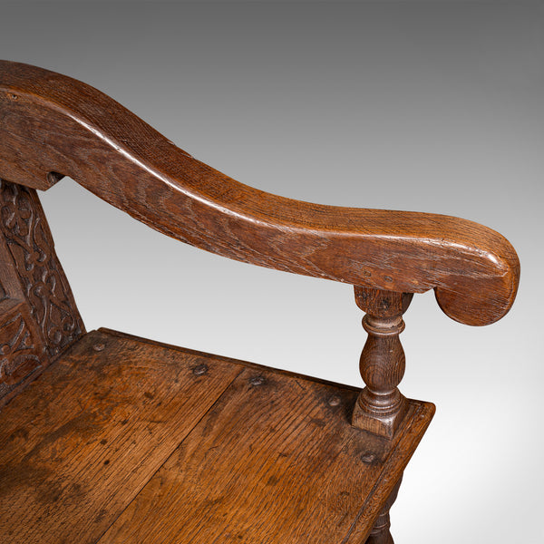 Antique Wainscote Armchair, Scottish, Oak, Carved Throne Chair, Georgian, C.1750