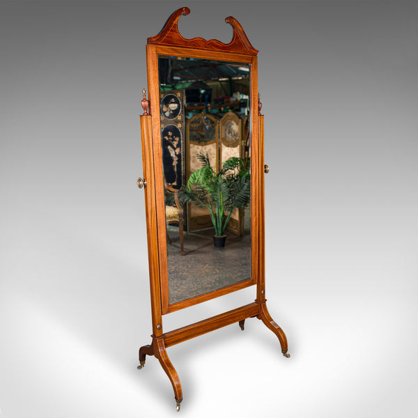 6' 5" Antique Gentlemans Outfitters Mirror, English, Dressing, Cheval, Victorian