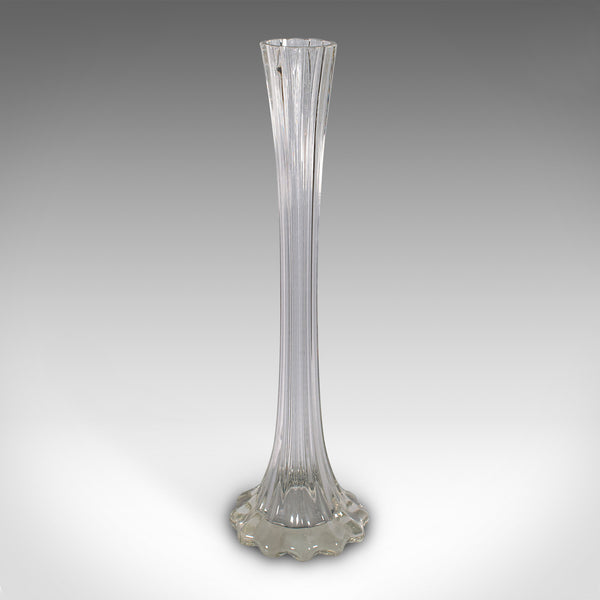 2' Tall Vintage Lily Vase, French, Glass, Flower Sleeve, Mid Century, Circa 1950