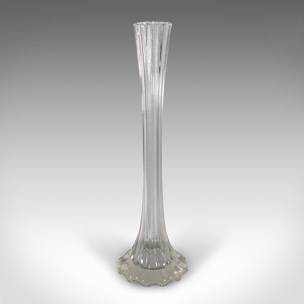 2' Tall Vintage Lily Vase, French, Glass, Flower Sleeve, Mid Century, Circa 1950