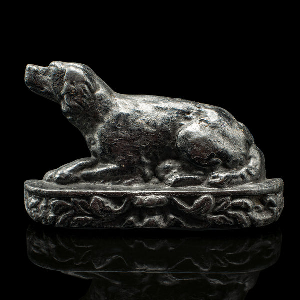 Small Antique Dog Door Stop, English, Cast Iron, Keeper, Retriever, Edwardian