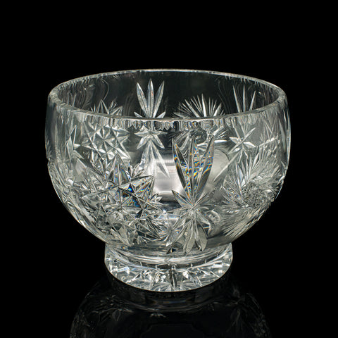 Large Vintage Crystal Fruit Bowl, English, Cut Glass, Decorative, Serving Dish