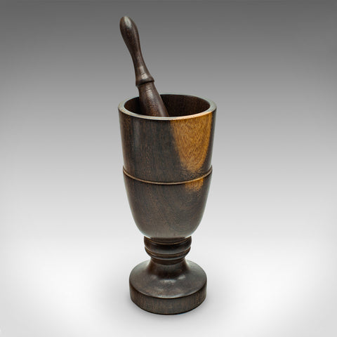 Vintage Mortar And Pestle, English, Turned Walnut, Apothecary, Kitchen, C.1970