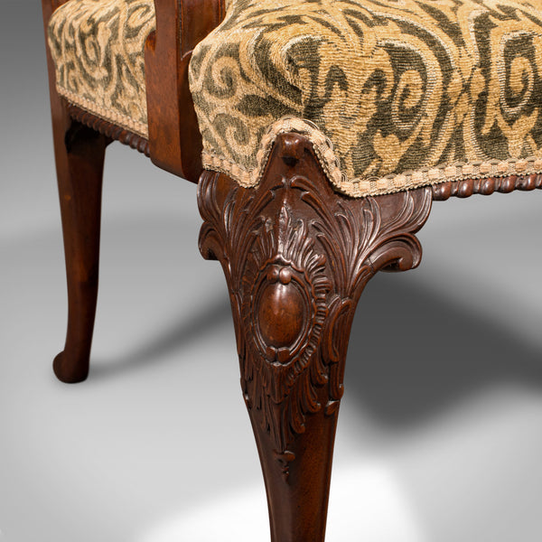 Antique Drawing Room Armchair, English, Elbow Chair, Chippendale Revival, C.1900