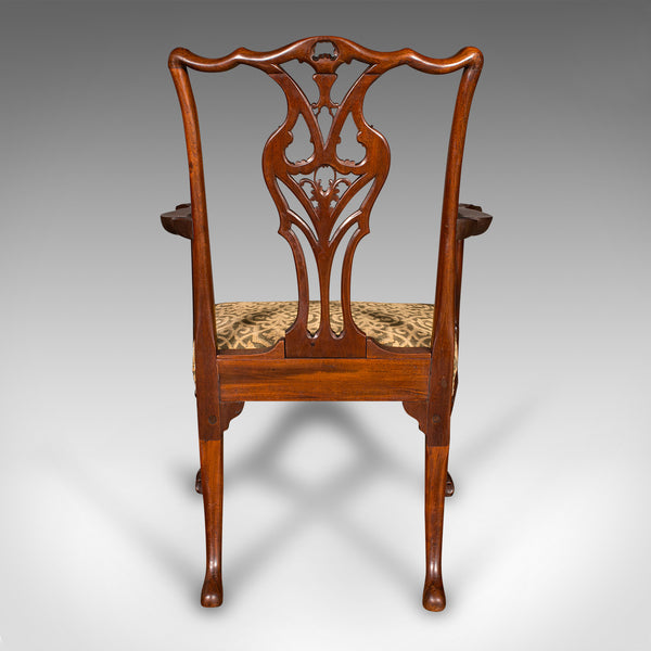 Antique Drawing Room Armchair, English, Elbow Chair, Chippendale Revival, C.1900