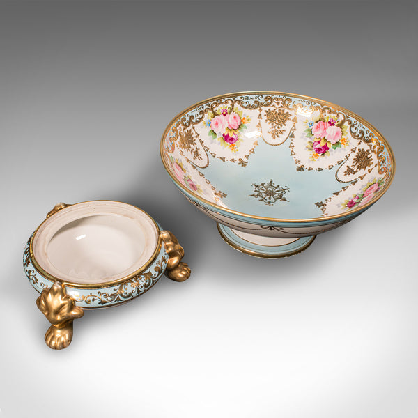 Antique Decorative Footed Bowl, Japanese, Ceramic Serving Dish, Noritake, C.1920