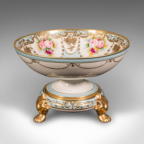 Antique Decorative Footed Bowl, Japanese, Ceramic Serving Dish, Noritake, C.1920