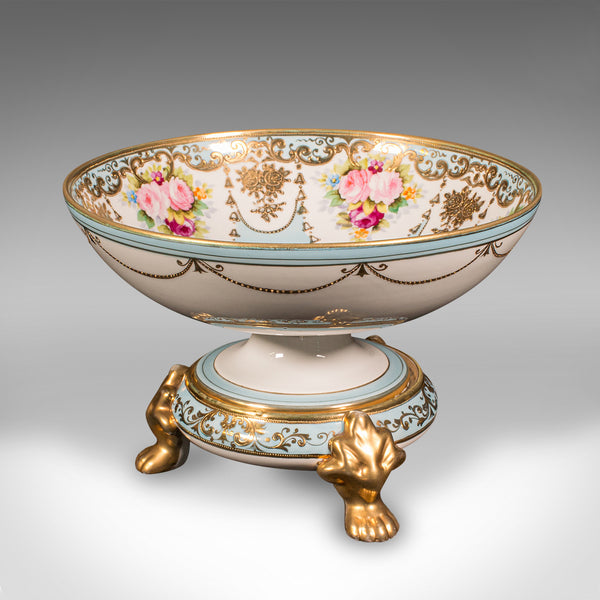 Antique Decorative Footed Bowl, Japanese, Ceramic Serving Dish, Noritake, C.1920