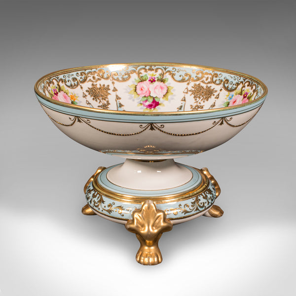 Antique Decorative Footed Bowl, Japanese, Ceramic Serving Dish, Noritake, C.1920