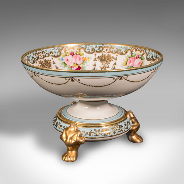 Antique Decorative Footed Bowl, Japanese, Ceramic Serving Dish, Noritake, C.1920