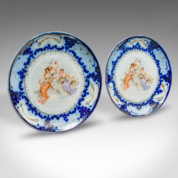 Pair Of Antique Display Plates, Austrian, Ceramic, Serving Charger, Victorian