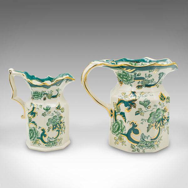 Antique Set of Table Pouring Jugs, English, Ceramic, Gravy, Sauce, Cream, C.1920