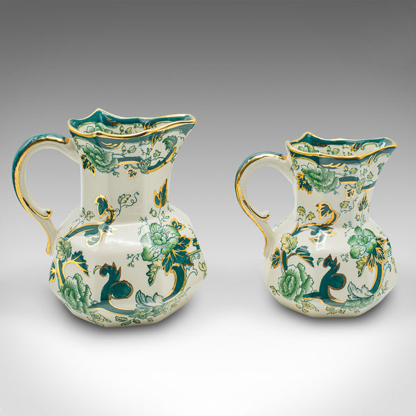 Antique Set of Table Pouring Jugs, English, Ceramic, Gravy, Sauce, Cream, C.1920