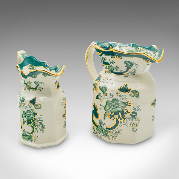 Antique Set of Table Pouring Jugs, English, Ceramic, Gravy, Sauce, Cream, C.1920