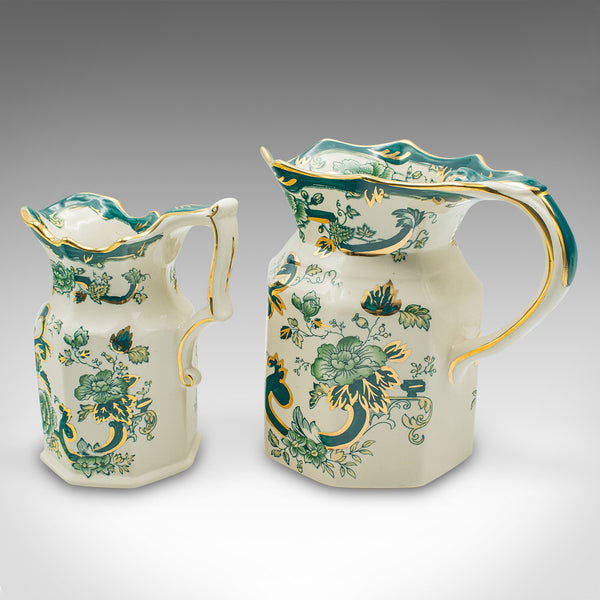 Antique Set of Table Pouring Jugs, English, Ceramic, Gravy, Sauce, Cream, C.1920