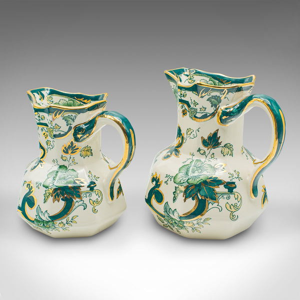 Antique Set of Table Pouring Jugs, English, Ceramic, Gravy, Sauce, Cream, C.1920