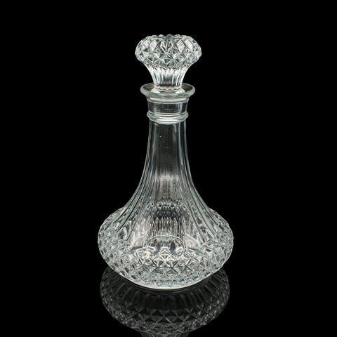 Vintage Crystal Wine Decanter, English, Cut Glass, Spirit Vessel, Mid Century