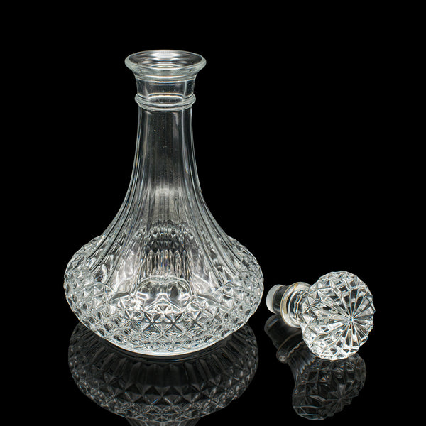 Vintage Crystal Wine Decanter, English, Cut Glass, Spirit Vessel, Mid Century