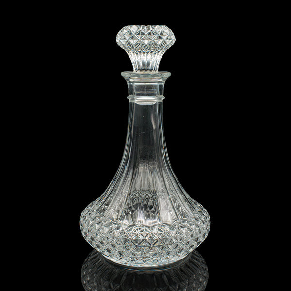 Vintage Crystal Wine Decanter, English, Cut Glass, Spirit Vessel, Mid Century