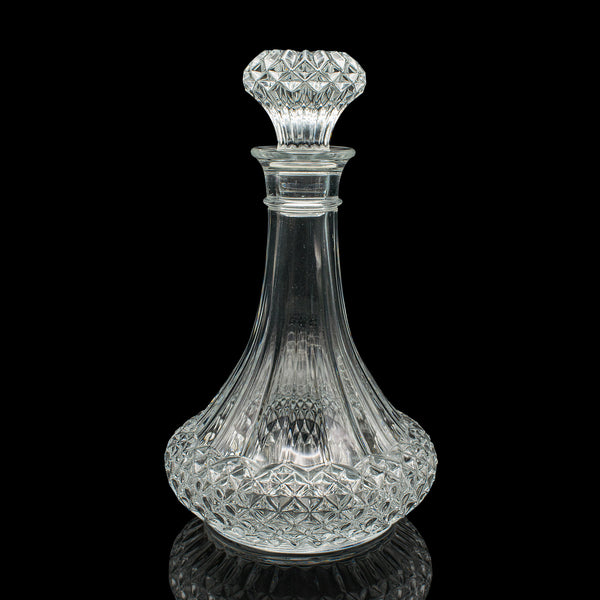 Vintage Crystal Wine Decanter, English, Cut Glass, Spirit Vessel, Mid Century