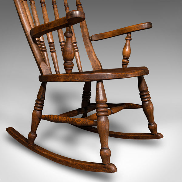 Antique Rocker, English, Beech, Elm, Rocking Chair, Country House, Victorian