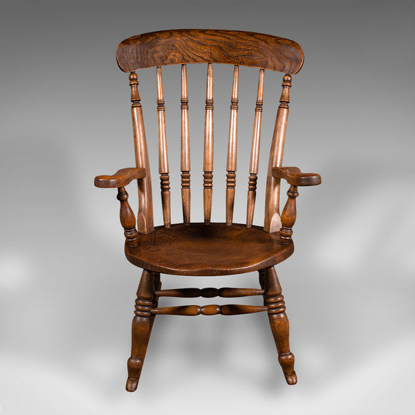 Antique Rocker, English, Beech, Elm, Rocking Chair, Country House, Victorian