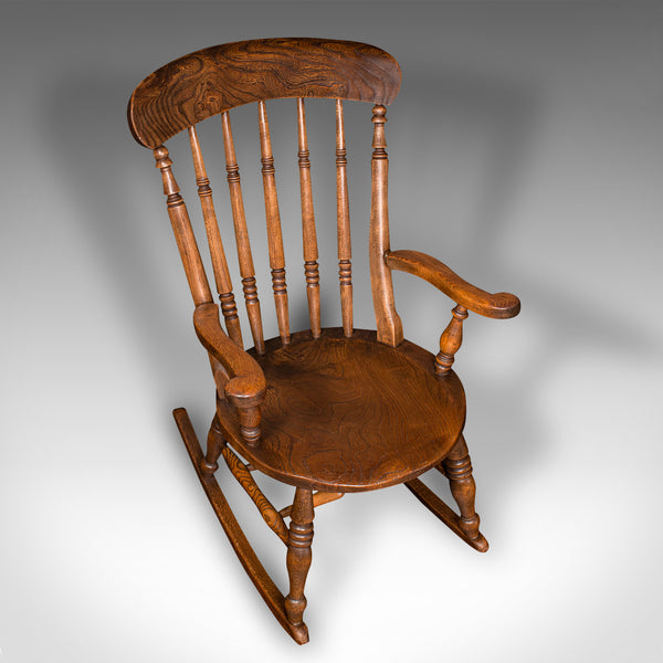 Antique Rocker, English, Beech, Elm, Rocking Chair, Country House, Victorian