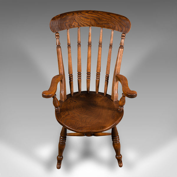 Antique Rocker, English, Beech, Elm, Rocking Chair, Country House, Victorian