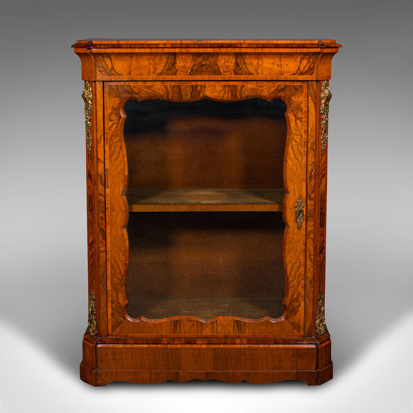 Large Antique Pier Cabinet, English, Walnut, Glazed, Druce & Co, Victorian, 1850