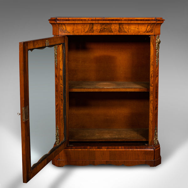 Large Antique Pier Cabinet, English, Walnut, Glazed, Druce & Co, Victorian, 1850