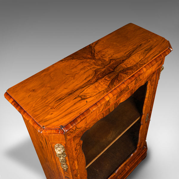 Large Antique Pier Cabinet, English, Walnut, Glazed, Druce & Co, Victorian, 1850