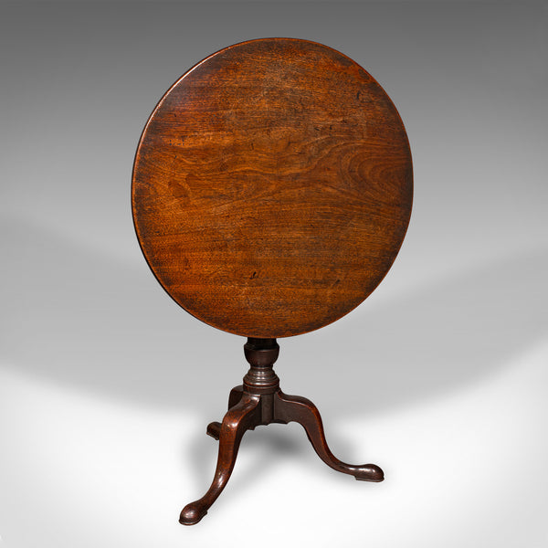 Wide Antique Tilt Top Table, English, Circular, Occasional, Georgian, Circa 1780