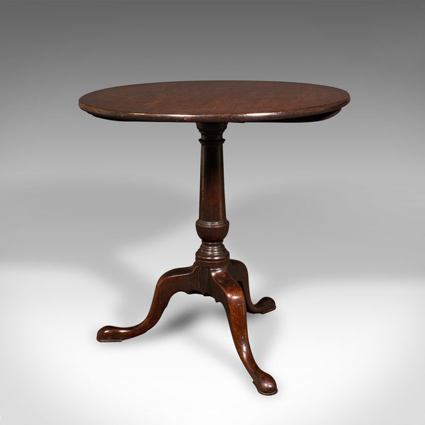 Wide Antique Tilt Top Table, English, Circular, Occasional, Georgian, Circa 1780