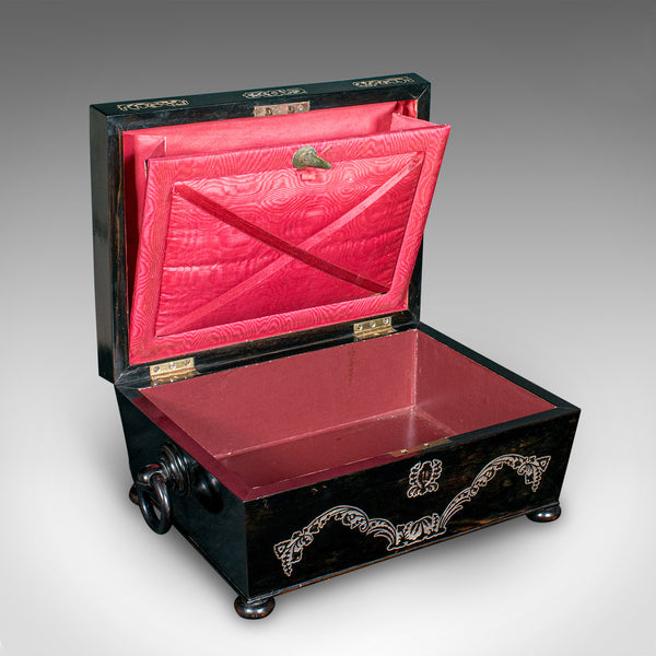 Antique Keepsake Box, English, Coromandel, Inlaid Stationery Case, Regency, 1830