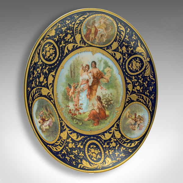 Antique Wall Charger, Austrian, Gilt Ceramic, Decorative Plate, Victorian, 1900