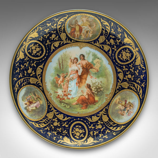 Antique Wall Charger, Austrian, Gilt Ceramic, Decorative Plate, Victorian, 1900