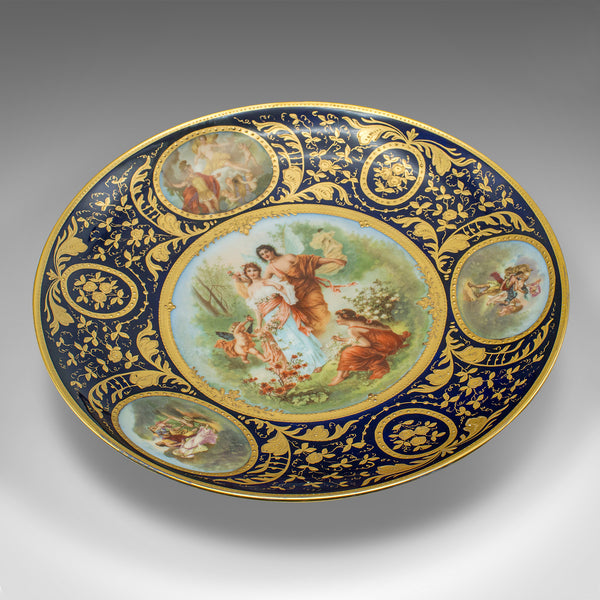 Antique Wall Charger, Austrian, Gilt Ceramic, Decorative Plate, Victorian, 1900